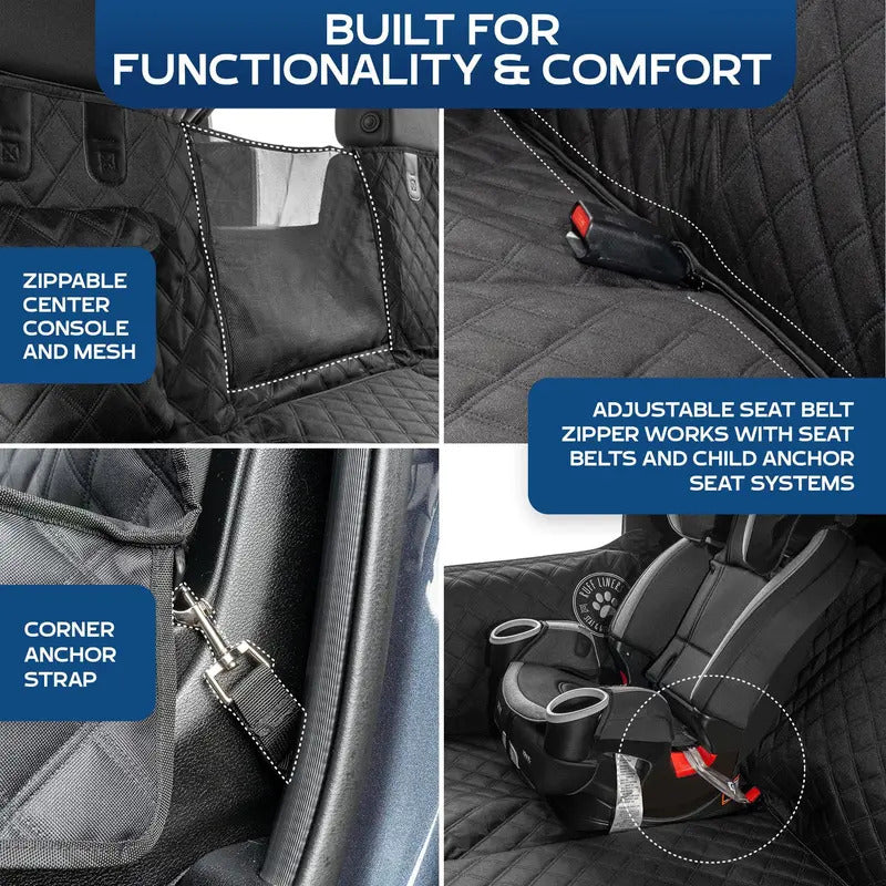Foldable Hard Bottom Dog Car Seat Extender, Backseat Pet Travel Platform with Door Protector for Large Dogs & Vehicle Safety