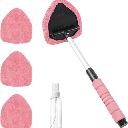 Extendable Microfiber Windshield Cleaner, Reusable Car Window Cleaning Tool with Washable Pads for Auto Glass Care