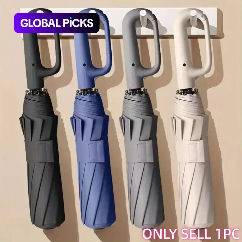 Automatic Folding Umbrella – Windproof & Waterproof Compact Travel Umbrella with One-Hand Open/Close, Durable Rain Protection for Men & Women