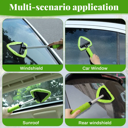 Extendable Microfiber Windshield Cleaner, Reusable Car Window Cleaning Tool with Washable Pads for Auto Glass Care
