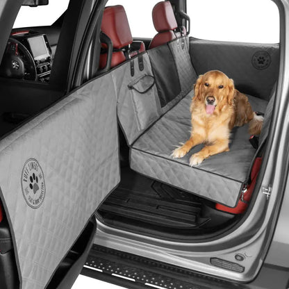 Foldable Hard Bottom Dog Car Seat Extender, Backseat Pet Travel Platform with Door Protector for Large Dogs & Vehicle Safety