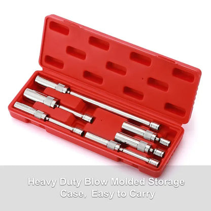 6-Piece Magnetic Swivel Spark Plug Socket Set, 3/8-Inch Drive Thin Wall 12-Point CR-V Sockets with 9/16", 5/8", 13/16" & 14mm Sizes