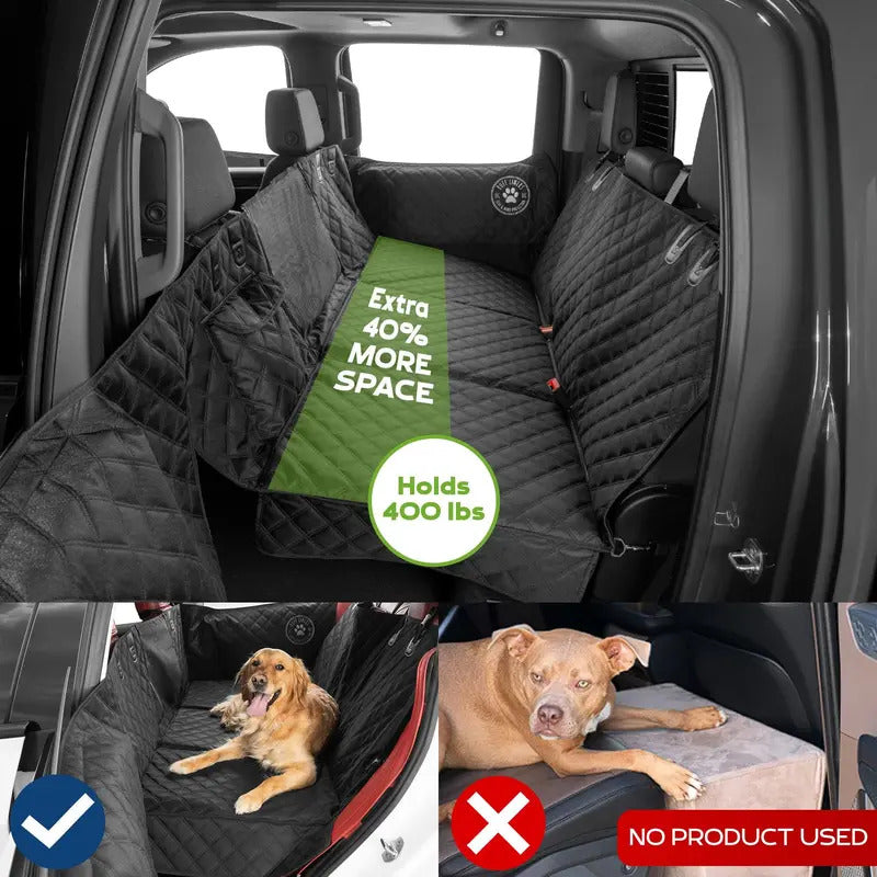 Foldable Hard Bottom Dog Car Seat Extender, Backseat Pet Travel Platform with Door Protector for Large Dogs & Vehicle Safety