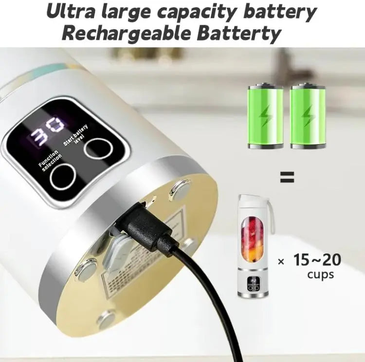 Portable USB Rechargeable Blender, Compact Personal Smoothie Maker with Travel Cup for Kitchen, Home & On-the-Go Use
