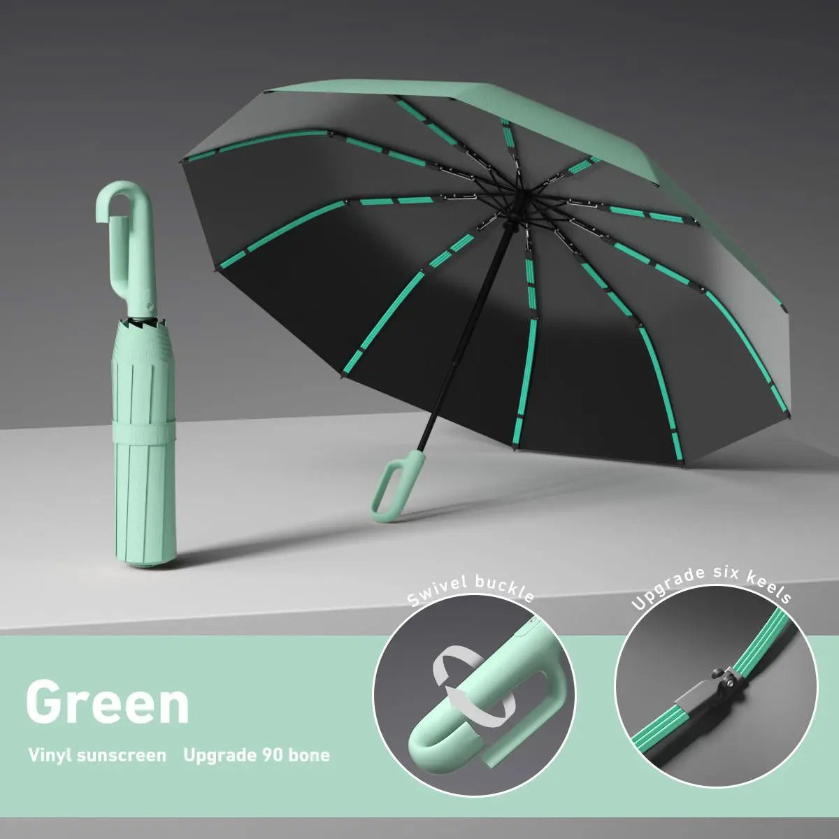 Automatic Folding Umbrella – Windproof & Waterproof Compact Travel Umbrella with One-Hand Open/Close, Durable Rain Protection for Men & Women
