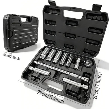 6-Piece Magnetic Swivel Spark Plug Socket Set, 3/8-Inch Drive Thin Wall 12-Point CR-V Sockets with 9/16", 5/8", 13/16" & 14mm Sizes