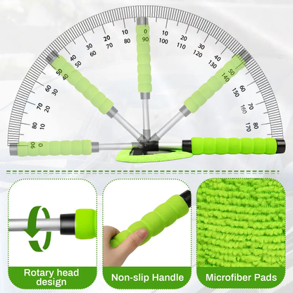 Extendable Microfiber Windshield Cleaner, Reusable Car Window Cleaning Tool with Washable Pads for Auto Glass Care