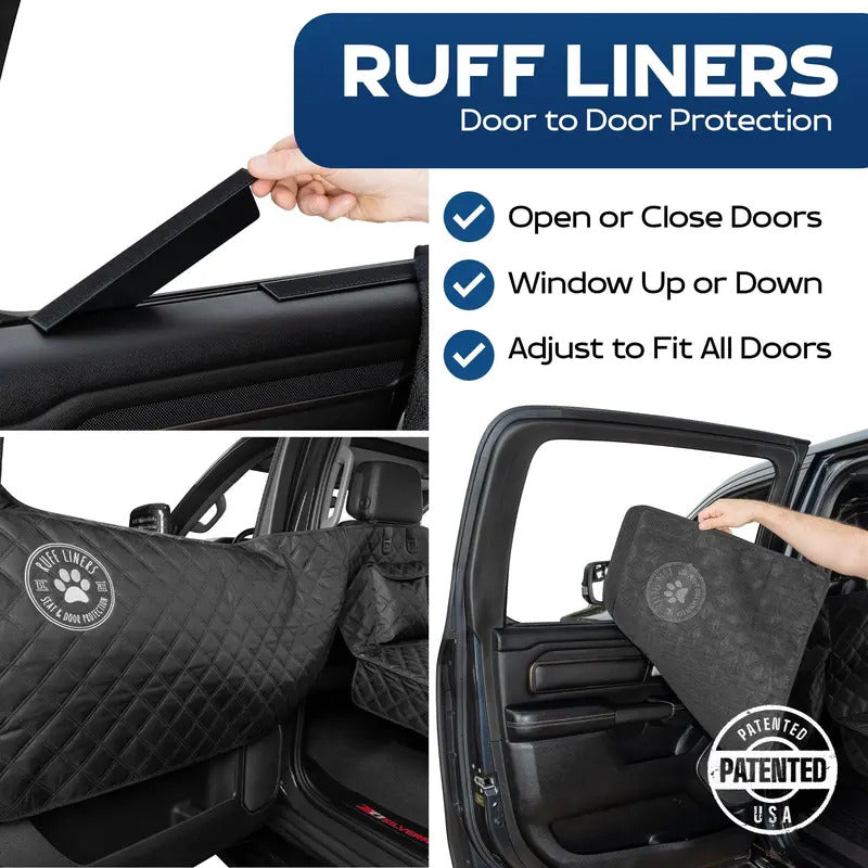 Foldable Hard Bottom Dog Car Seat Extender, Backseat Pet Travel Platform with Door Protector for Large Dogs & Vehicle Safety