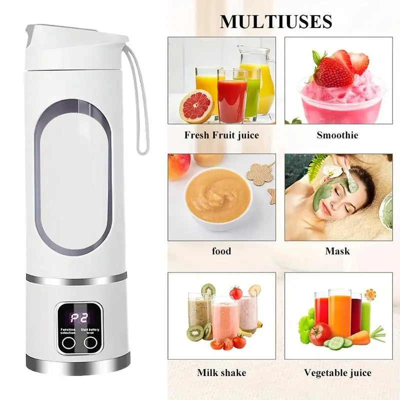 Portable USB Rechargeable Blender, Compact Personal Smoothie Maker with Travel Cup for Kitchen, Home & On-the-Go Use