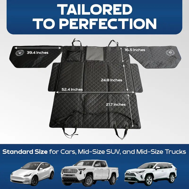 Foldable Hard Bottom Dog Car Seat Extender, Backseat Pet Travel Platform with Door Protector for Large Dogs & Vehicle Safety