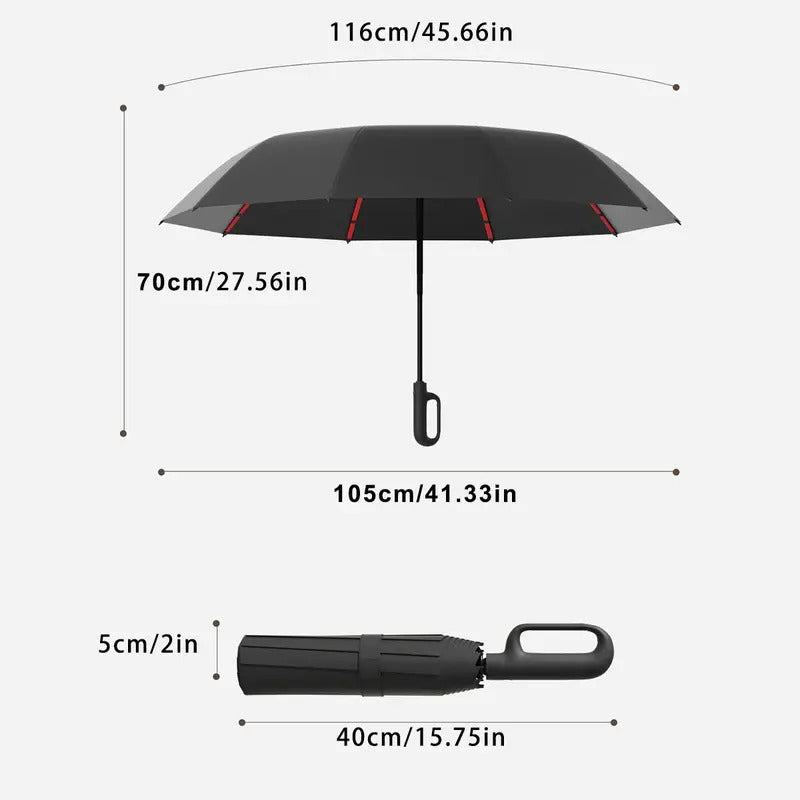 Automatic Folding Umbrella – Windproof & Waterproof Compact Travel Umbrella with One-Hand Open/Close, Durable Rain Protection for Men & Women